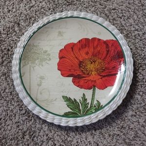 Grassland road plate with poppy flower